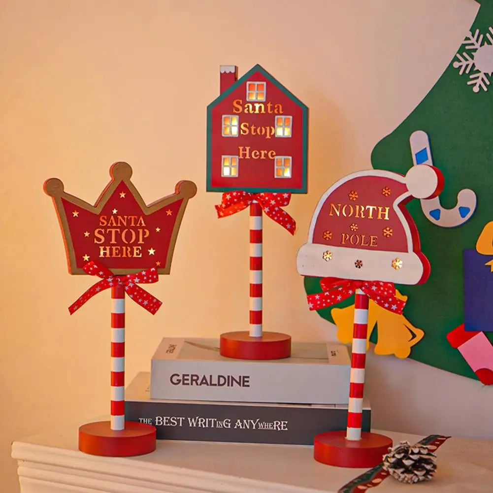 Christmas santa stop here signs
