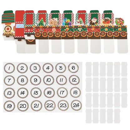 Christmas-themed advent calendar with numbered labels on a white background