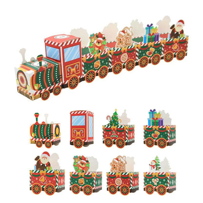 Decorative Christmas Advent Calendar train set with various carriages on a white background