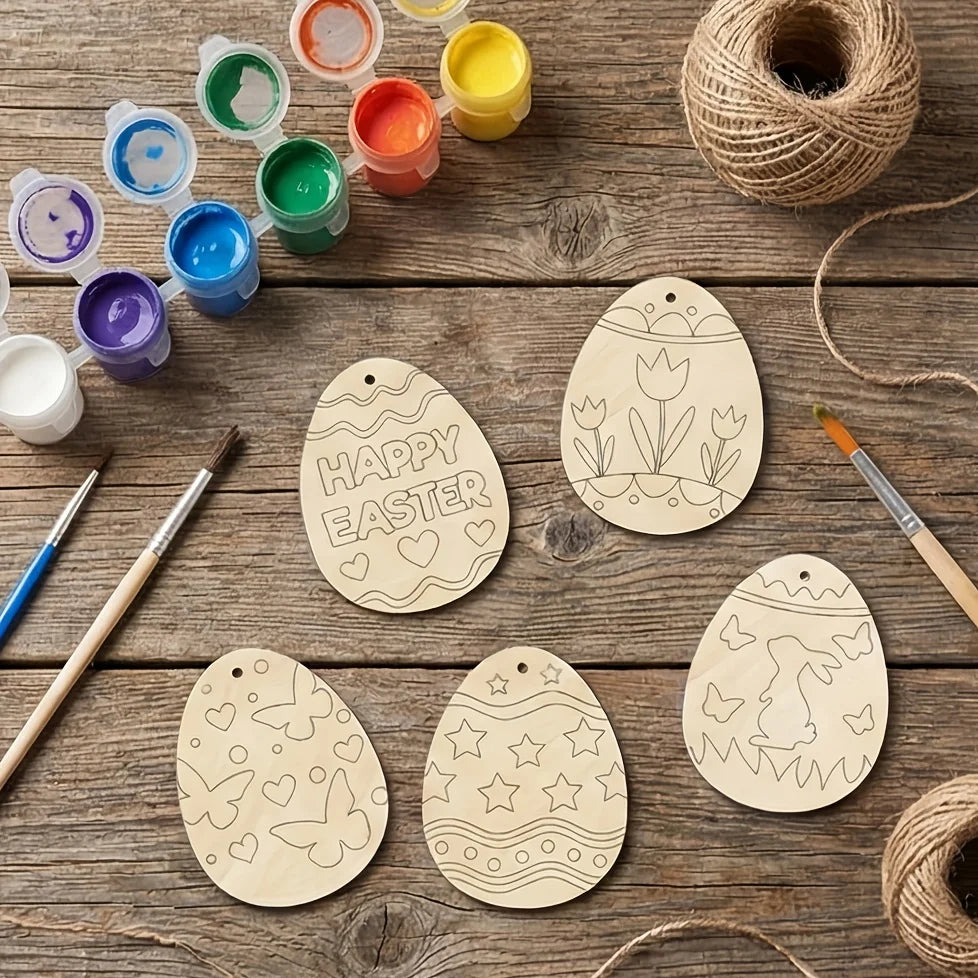Easter craft colour in wooden eggs