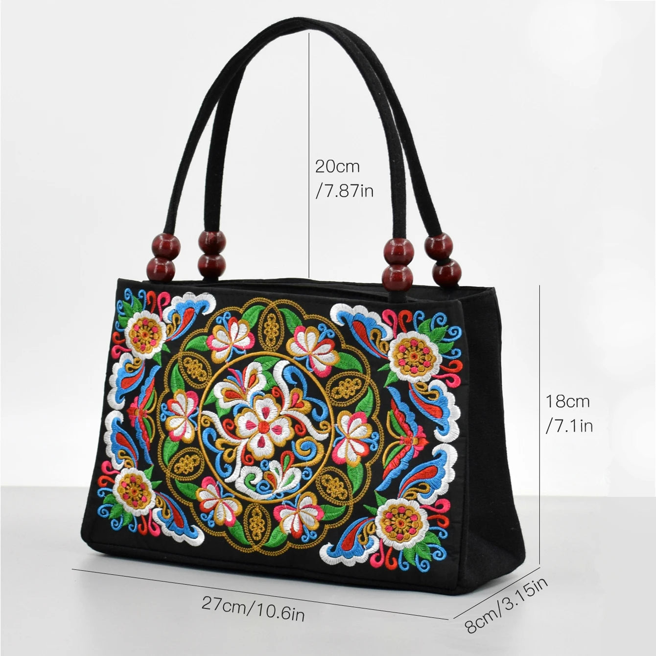 Embroidered womens hand bag Christmas gift for her dimensions