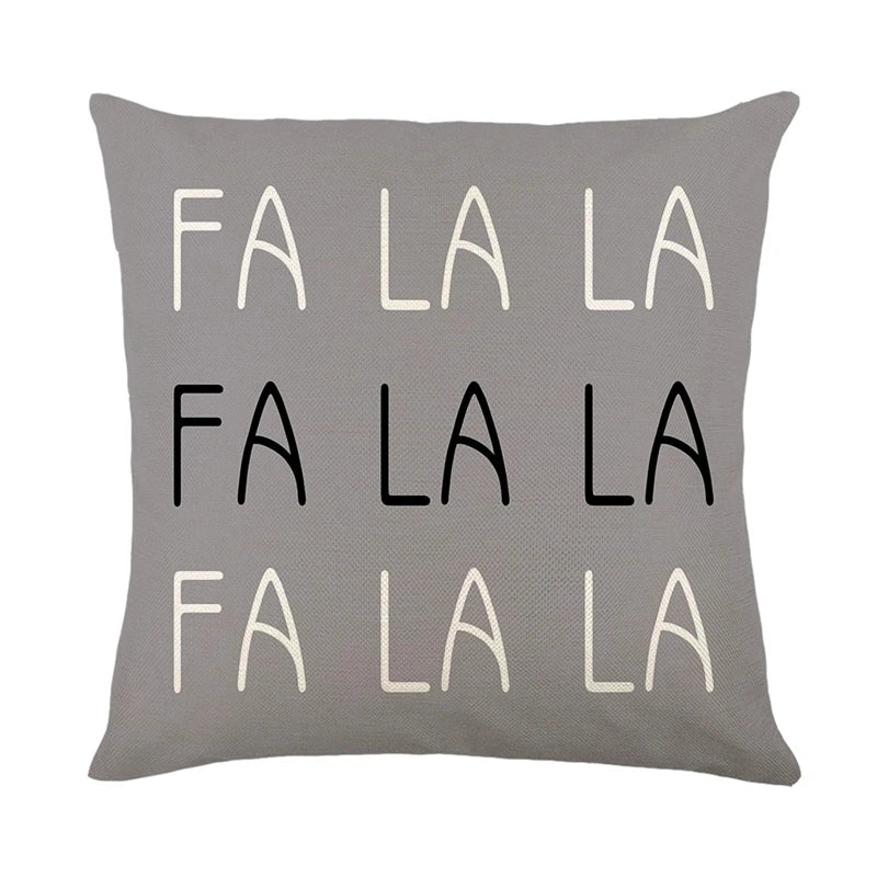 Fa la la la la grey christmas cushion cover
