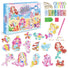 Mermaid-themed keychain making kit with packaging and materials on a white background