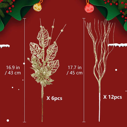 Gold Glitter Christmas Decorations