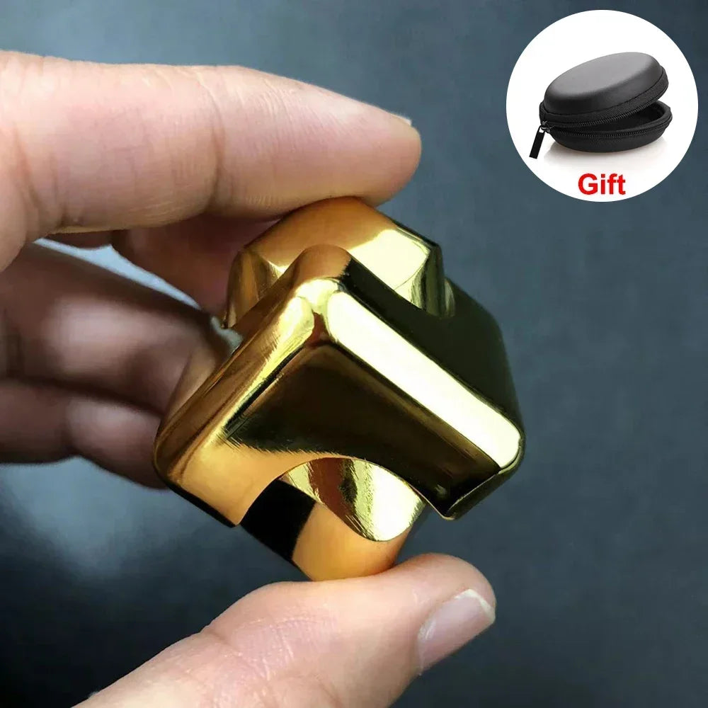 Gold cube fidget spinner and case