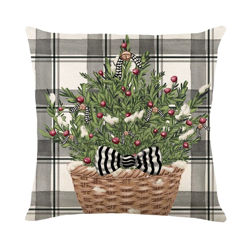 Grey Tartan gift basket Christmas cushion cover pillow case