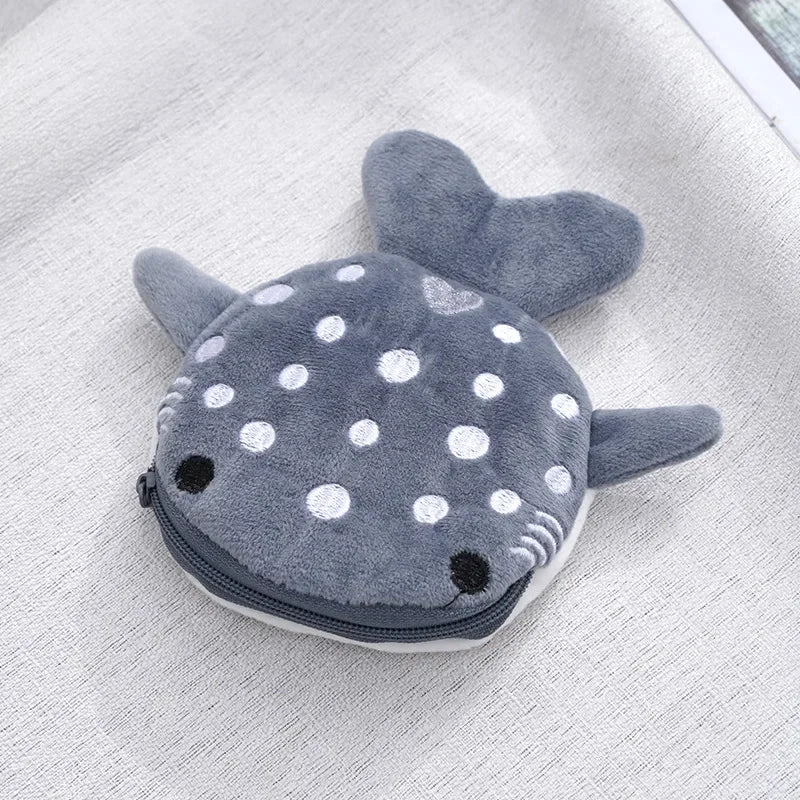 Grey plush wallet purse gift for kids