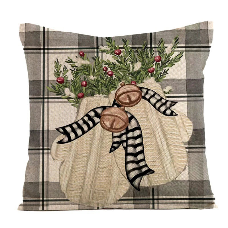 Grey tartan warm gloves Christmas cushion cover pillow case