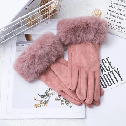 Womens Faux Fur Warm Winter Gloves