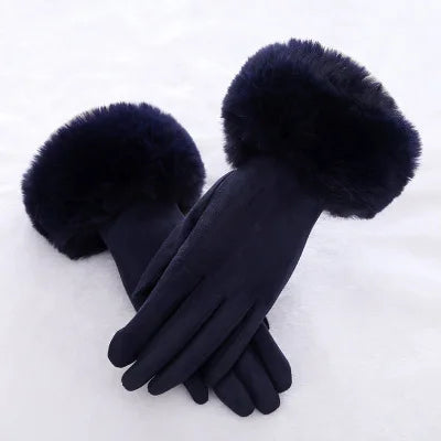 Womens Faux Fur Warm Winter Gloves