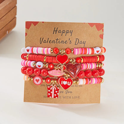 Happy Valentines Day Charm Bracelet 5pc gift set 