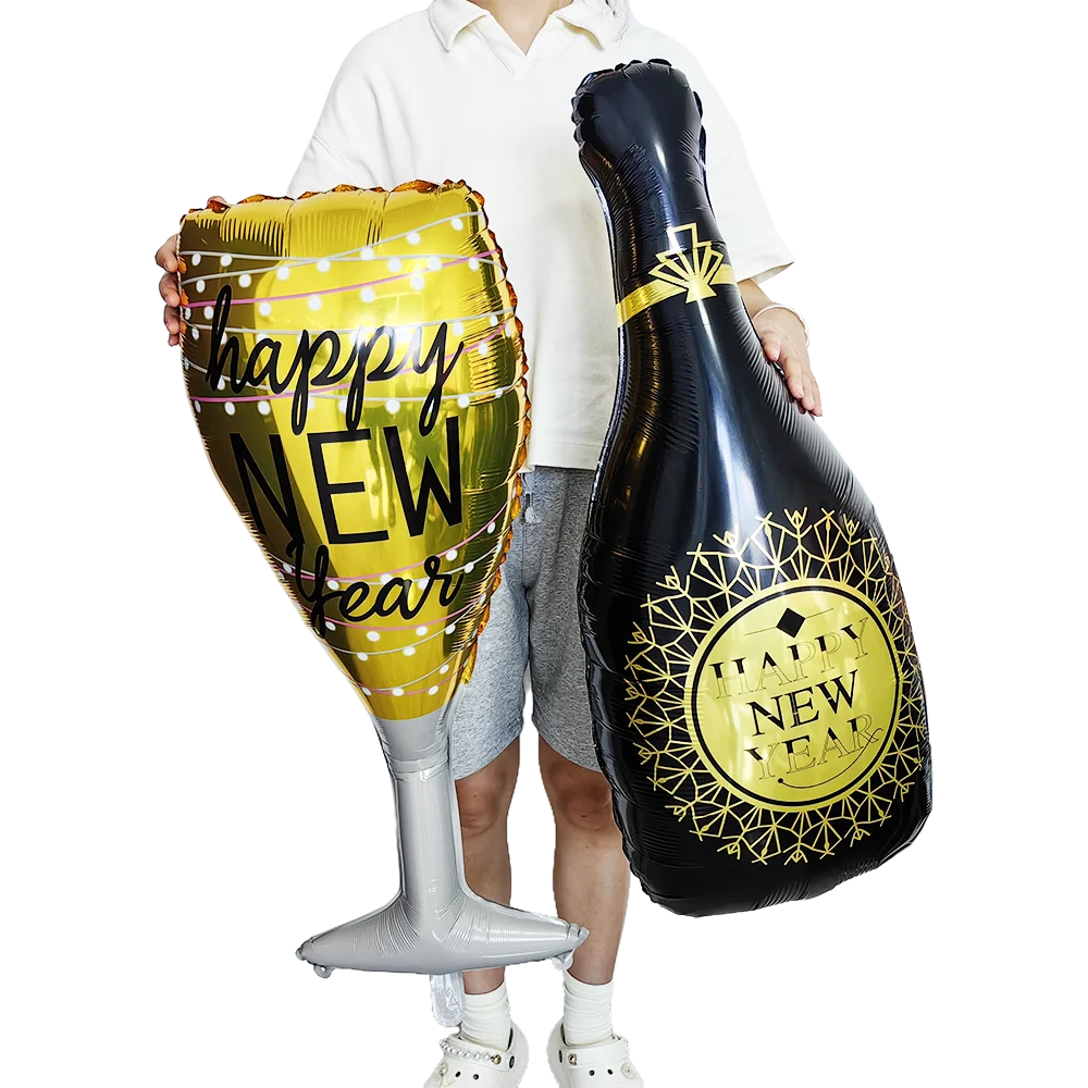 Happy new year champagne bottle balloons