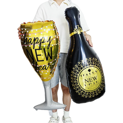 Happy new year champagne bottle balloons