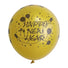 Happy new year gold rocket latex balloons