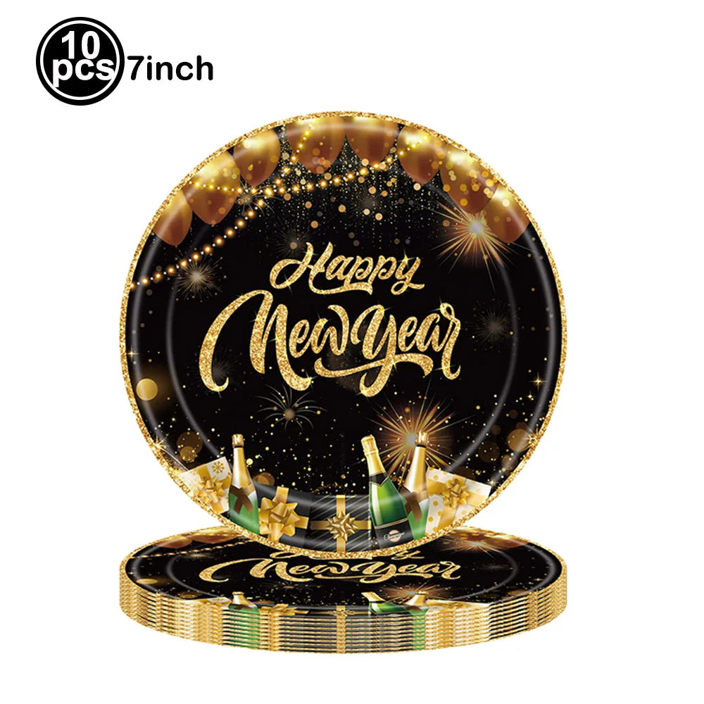 Happy new year party plates