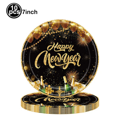 Happy new year party plates