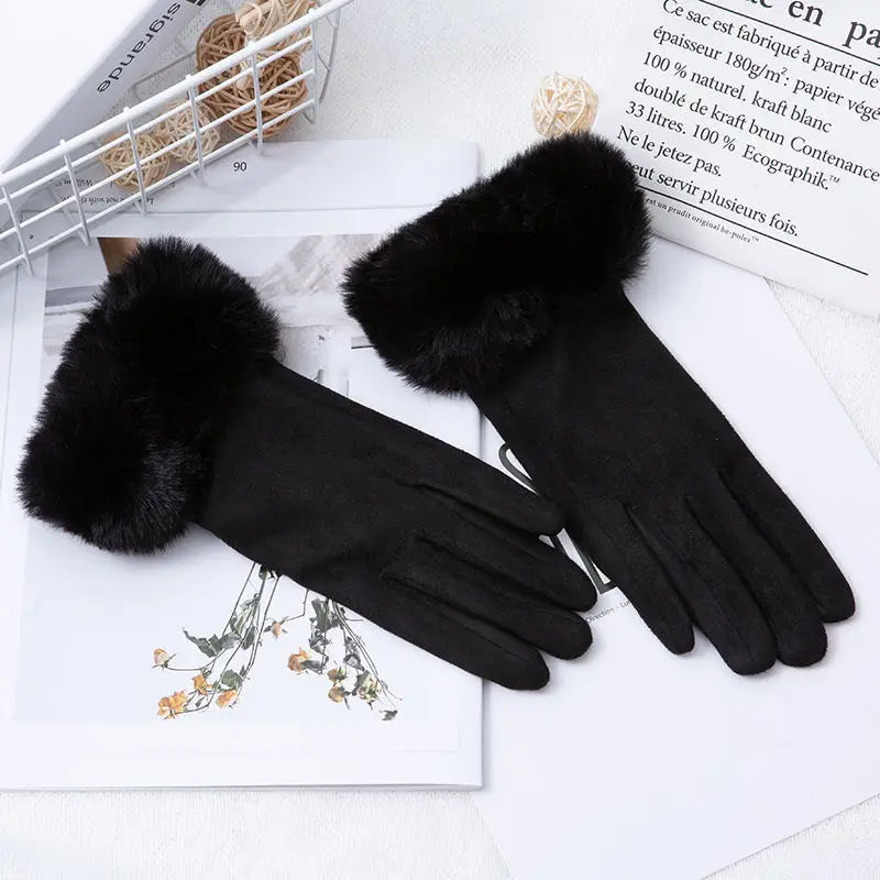 Womens Faux Fur Warm Winter Gloves