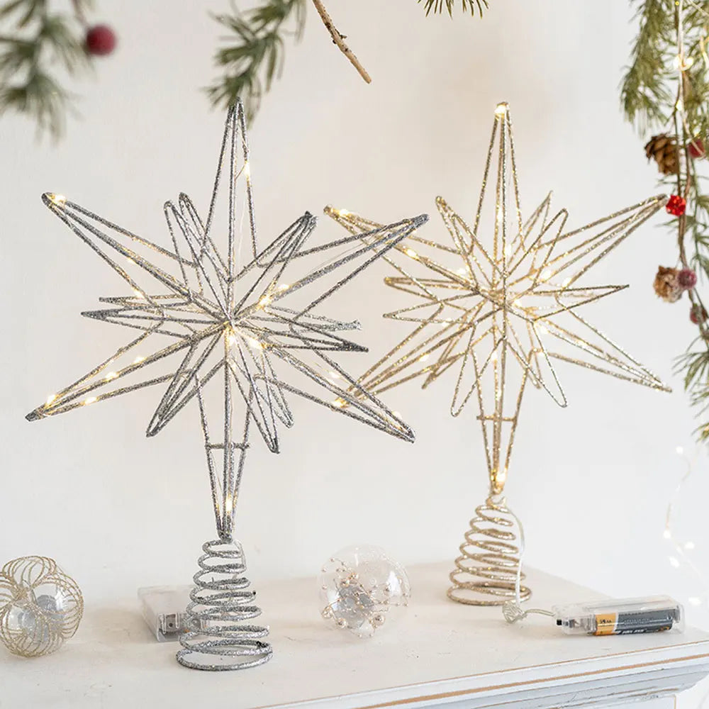 Hollow LED light Christmas Star stopper gold silver
