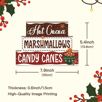 Hot Cocoa Marshmallows Candycane Wooden Sign measurments