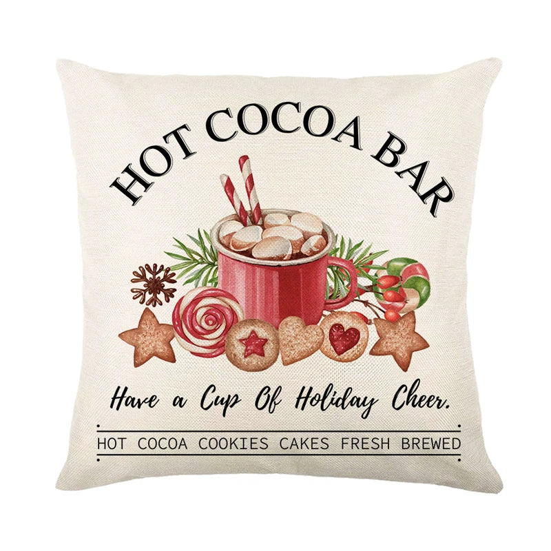 Hot cocoa bar Christmas cushion cover pillow case