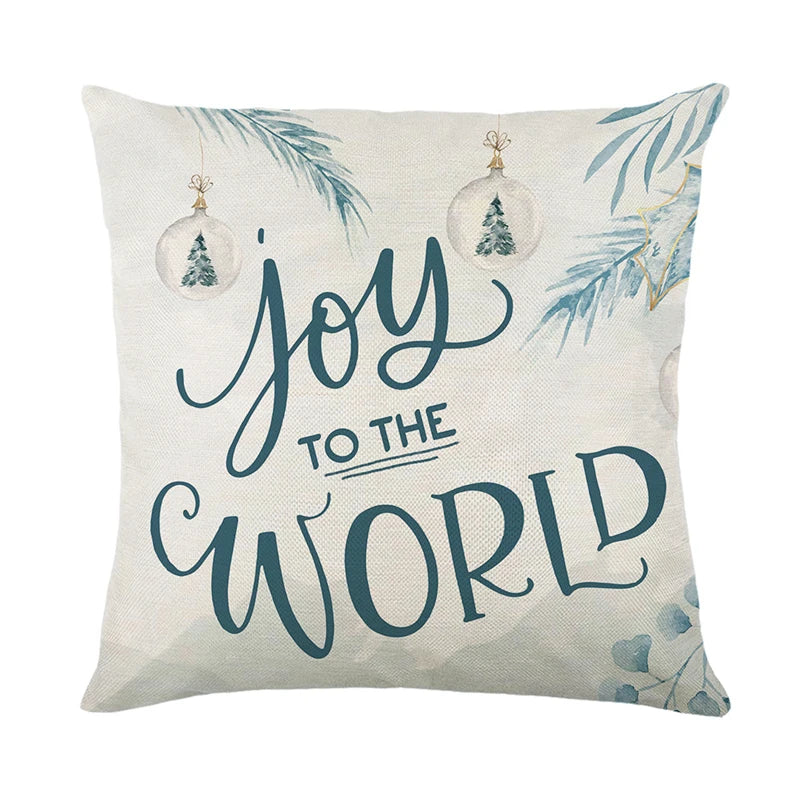 Joy to the world teal cushion cover pillow case