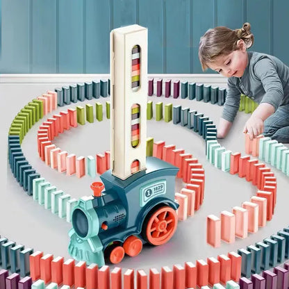 Kids automatic domino train gift for children Christmas