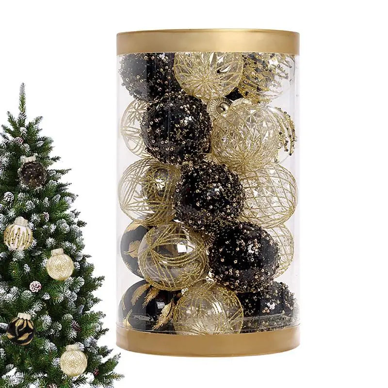 Luxury Black Gold and Clear Baubles Tree Decorations