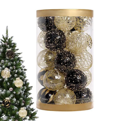 Luxury Black Gold and Clear Baubles Tree Decorations