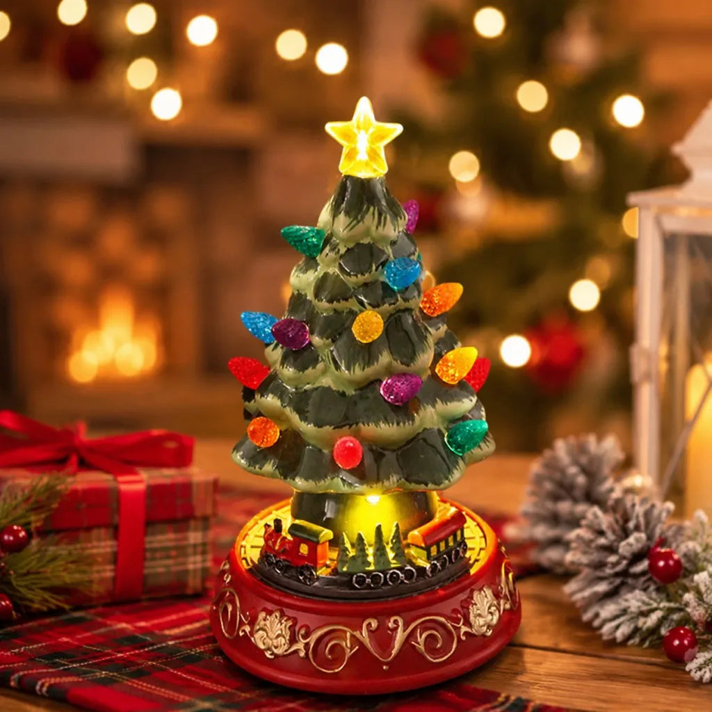 Ceramic Musical Light up Christmas Tree with moving train.