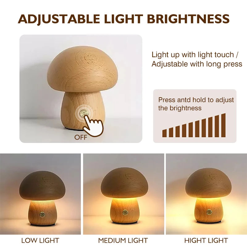 Mushroom Adjustable Dimmable Night Light Gift For Christmas