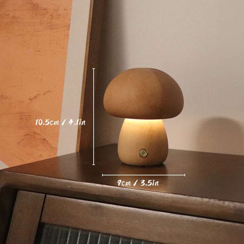 Mushroom Adjustable Dimmable Night Light Gift For Christmas Dimensions 10.5cm light brown