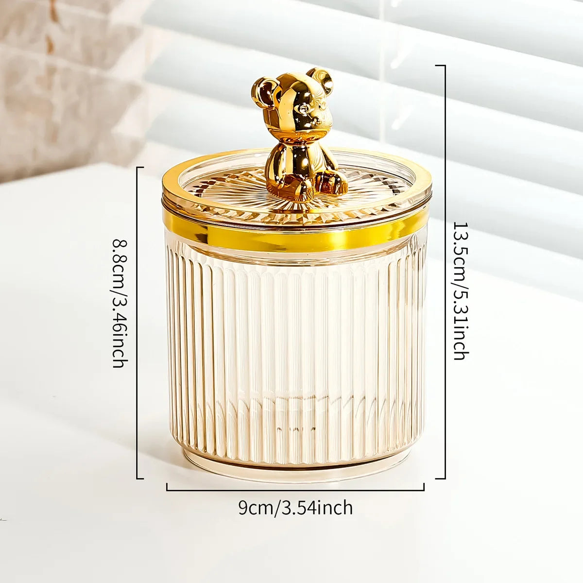 Peach transparent container Golden Bear storage q tip makeup