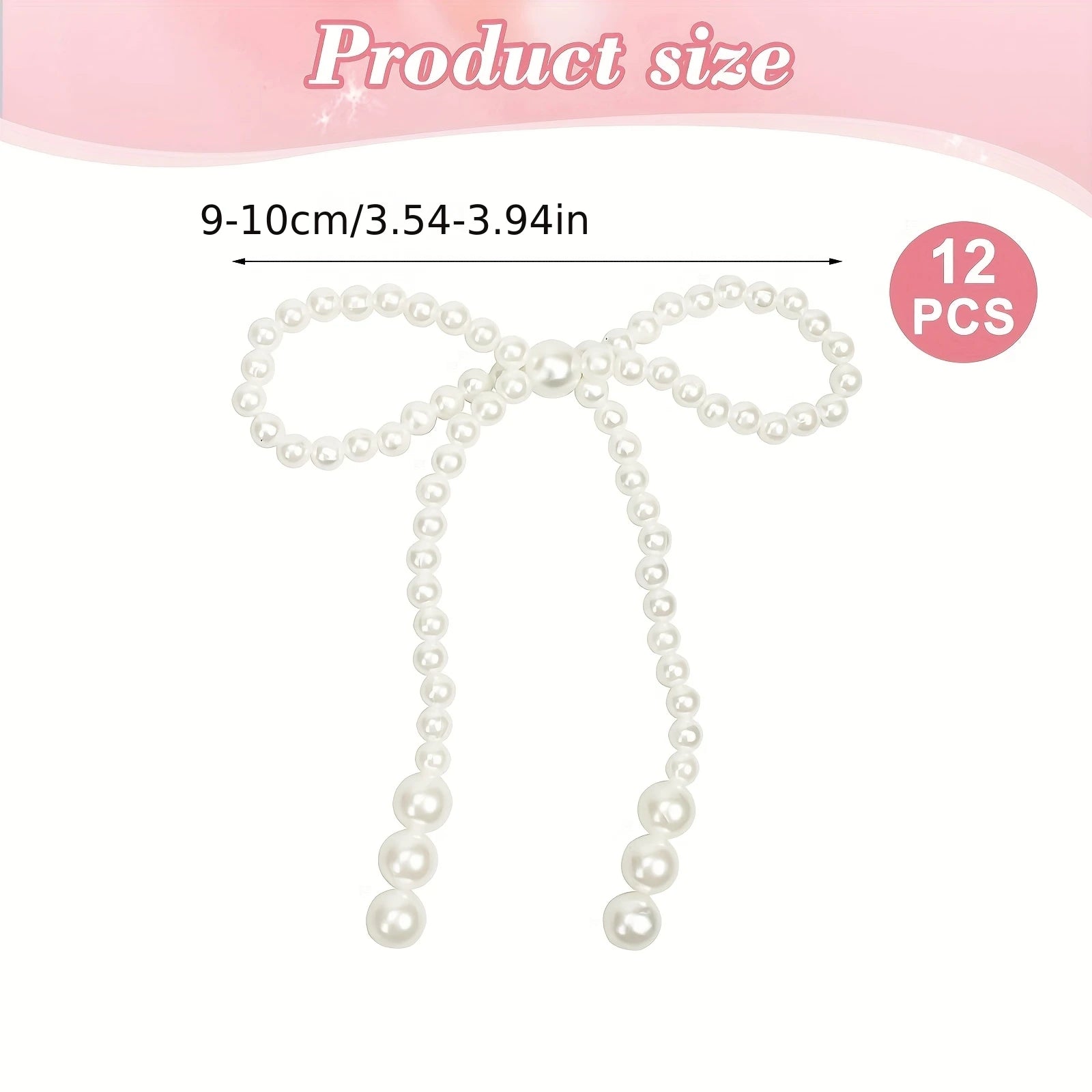 Pearl Effect Bows Decoration Measurements