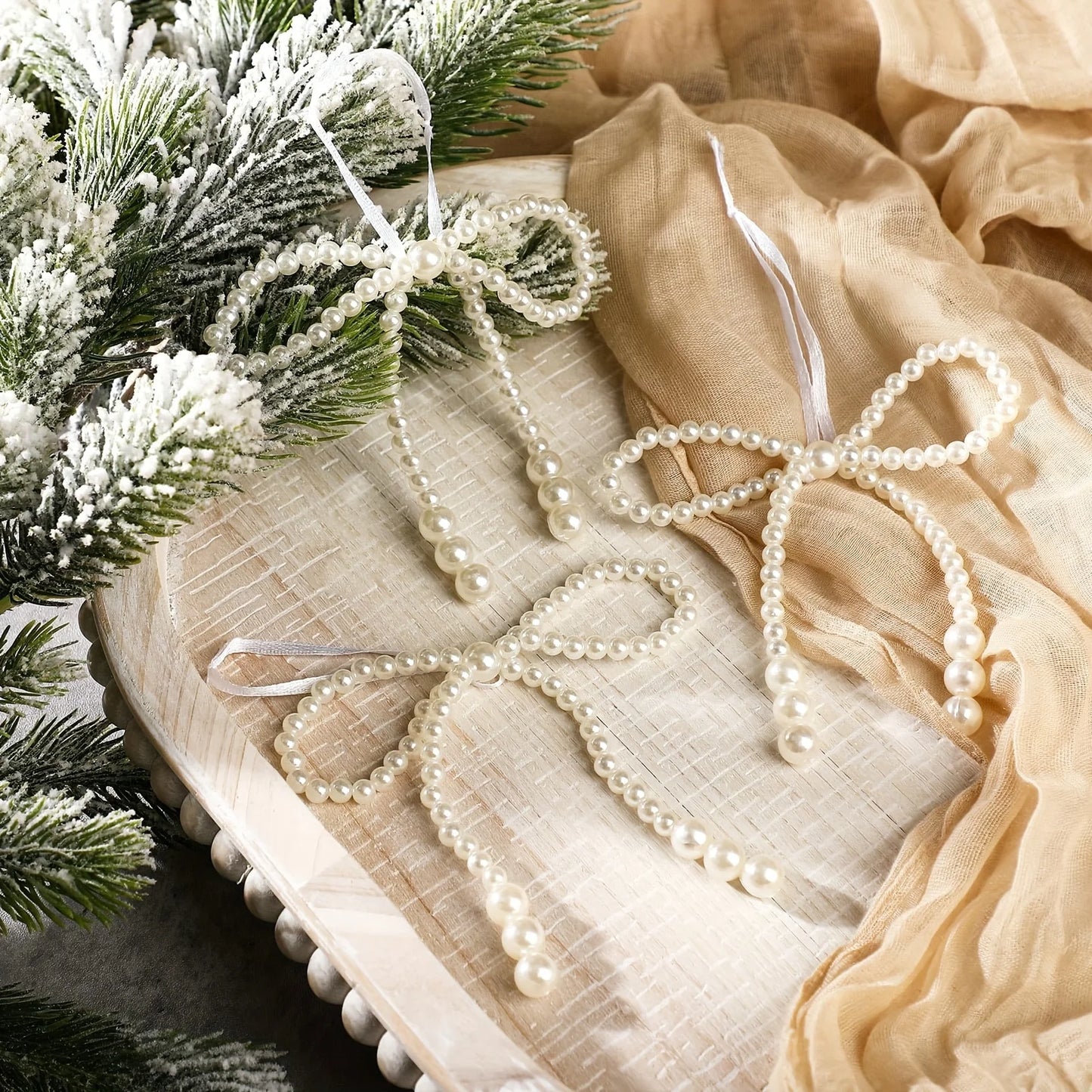 Pearl Effect Christmas Tree Bows