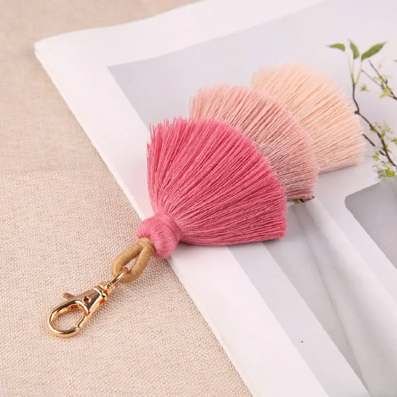 Pink Layered bag charm gift for her 