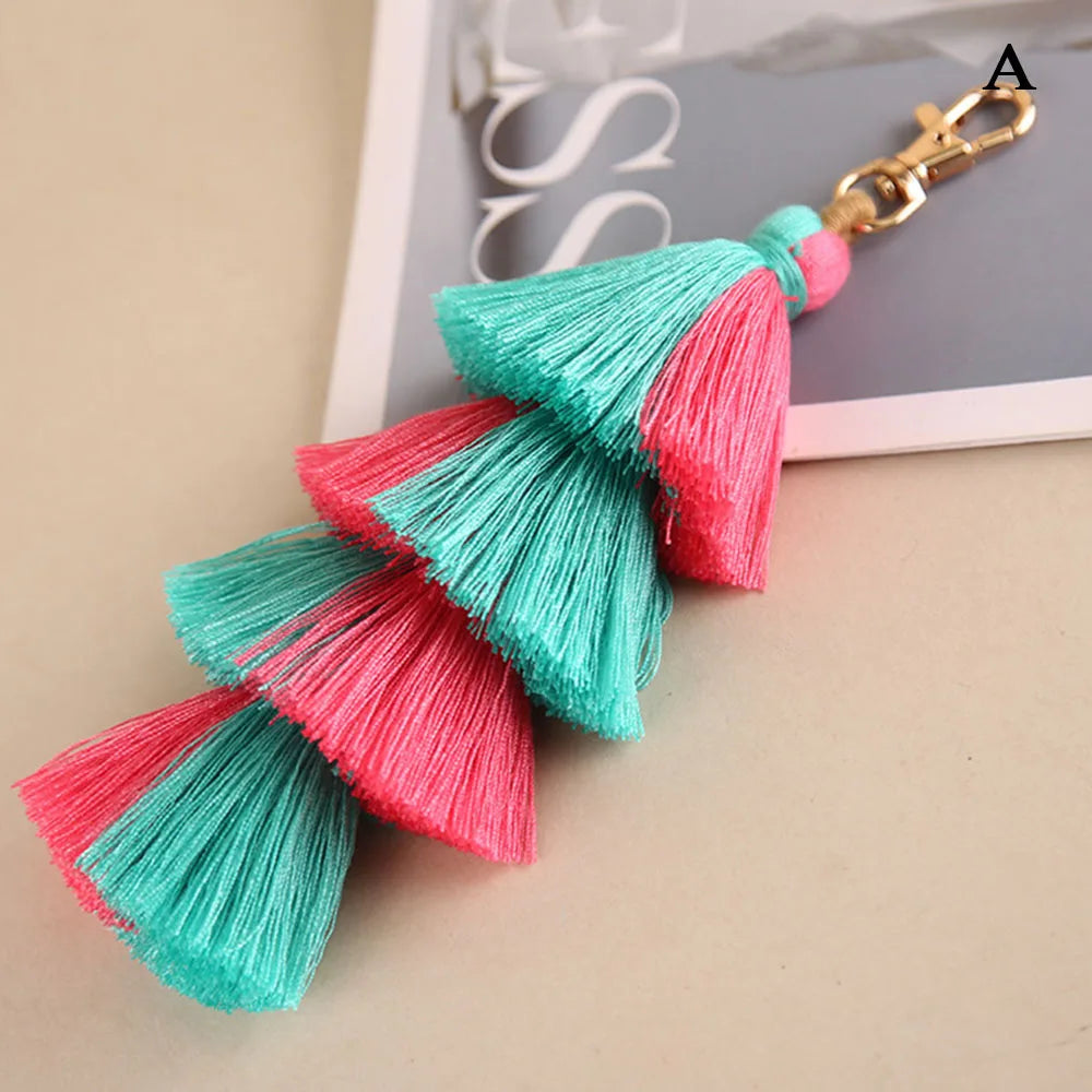 Pink Teal 4 layered bag charm gift for her
