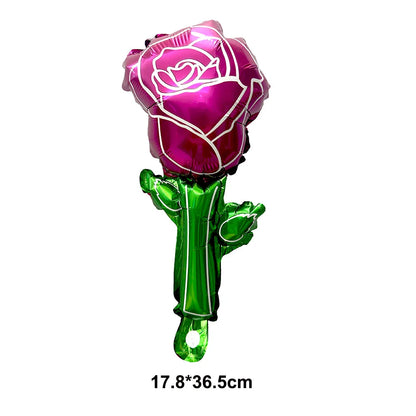 Pink White Green Rose Handheld Party Balloon