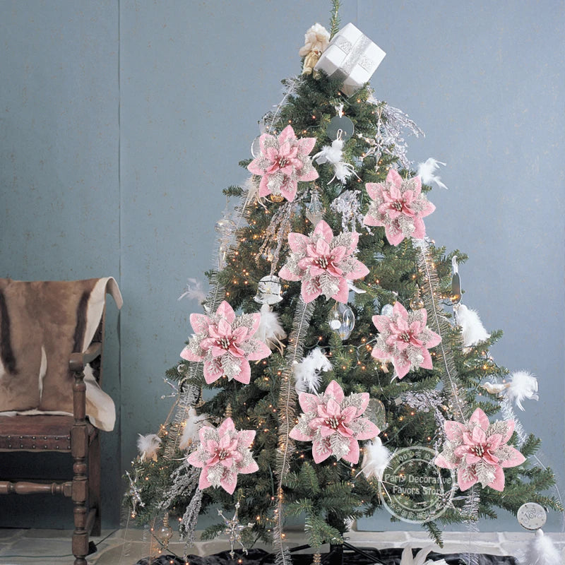 Pink and silver Christmas Tree flower decoration