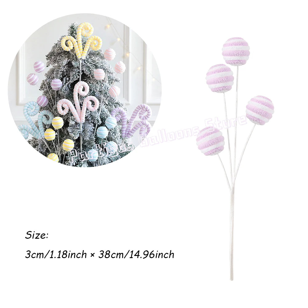 Pink and white candy cane ball stems for Christmas Trees