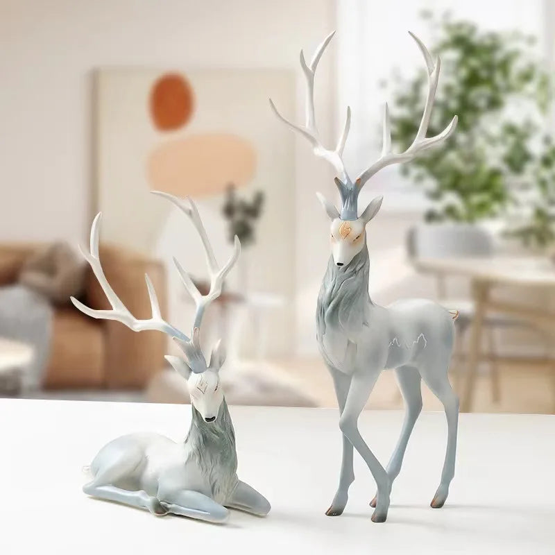 Quality Deer Ornament Teal and white Christmas decoration