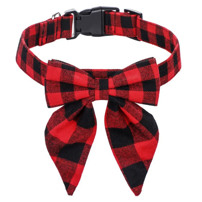 Red and Black Check Bow Tie For Dogs