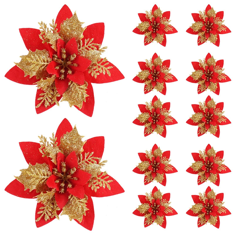 Red and Gold Christmas Tree Flower Decoration