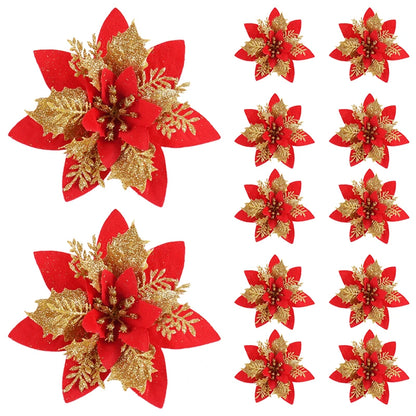 Red and Gold Christmas Tree Flower Decoration