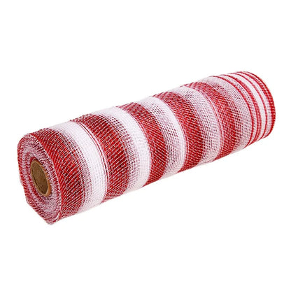 Red and White Deco Mesh Christmas Wreath Making 