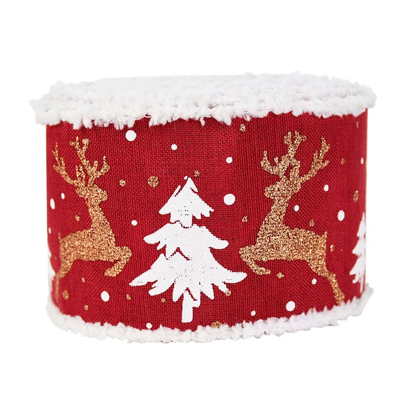Red ribbon White fluff White Christmas Tree Ribbon