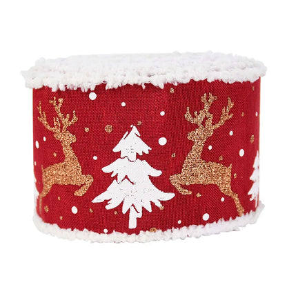 Red ribbon White fluff White Christmas Tree Ribbon