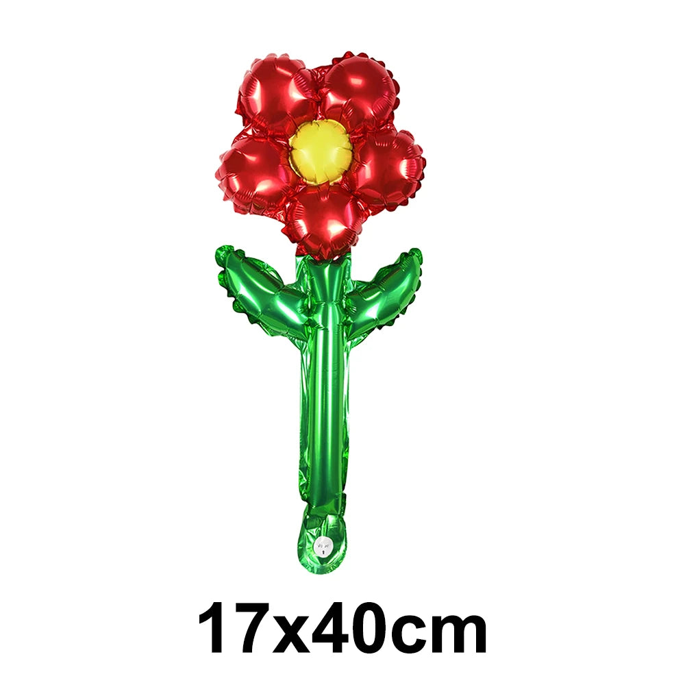 Red yellow green flower handheld balloon