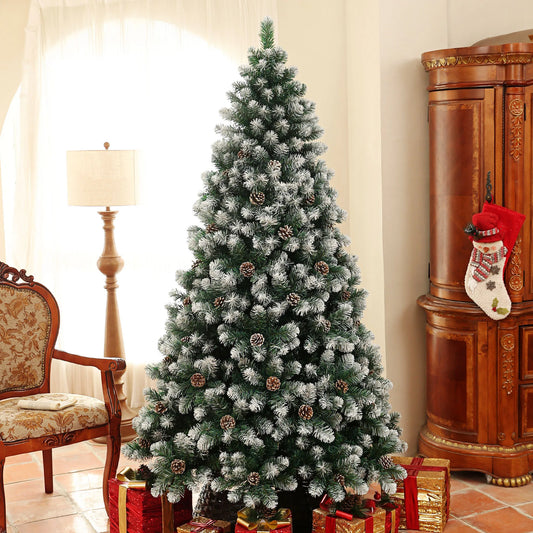 7ft Artificial Pine Christmas Tree with Pinecones