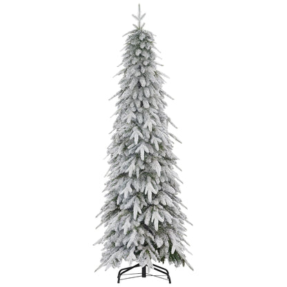 HOMCOM 6ft Flocked Pencil Christmas Tree