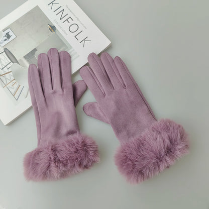 Womens Faux Fur Warm Winter Gloves